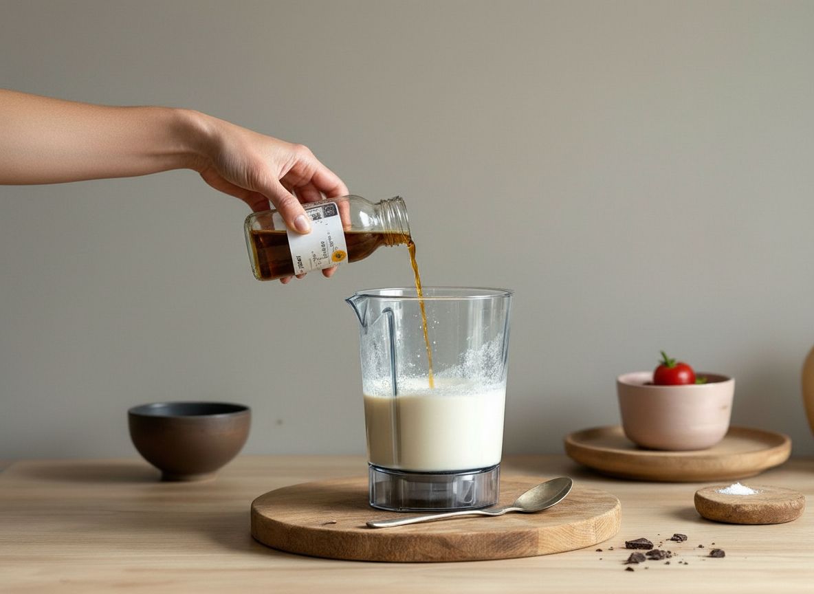 Dorso de una cuchara napado de ajoblanco mostrando la densidad y el brillo nacarado de la emulsión