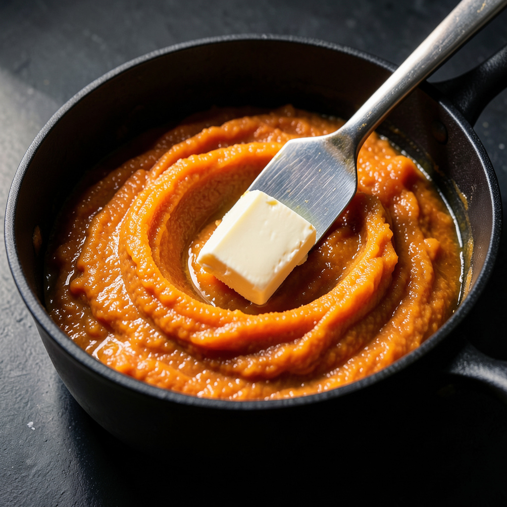 Puré de boniato ahumado con madera de cerezo