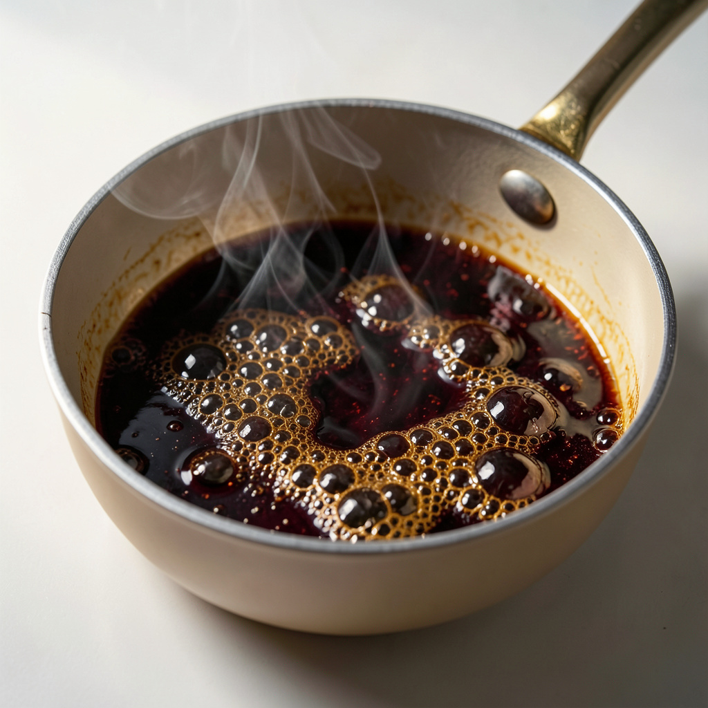Miel quemada a 160-165°C — color caoba oscuro