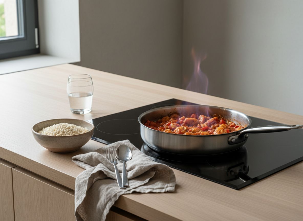 Brandy flambeado sobre el sofrito con el jugo de las cabezas antes de nacarar el arroz