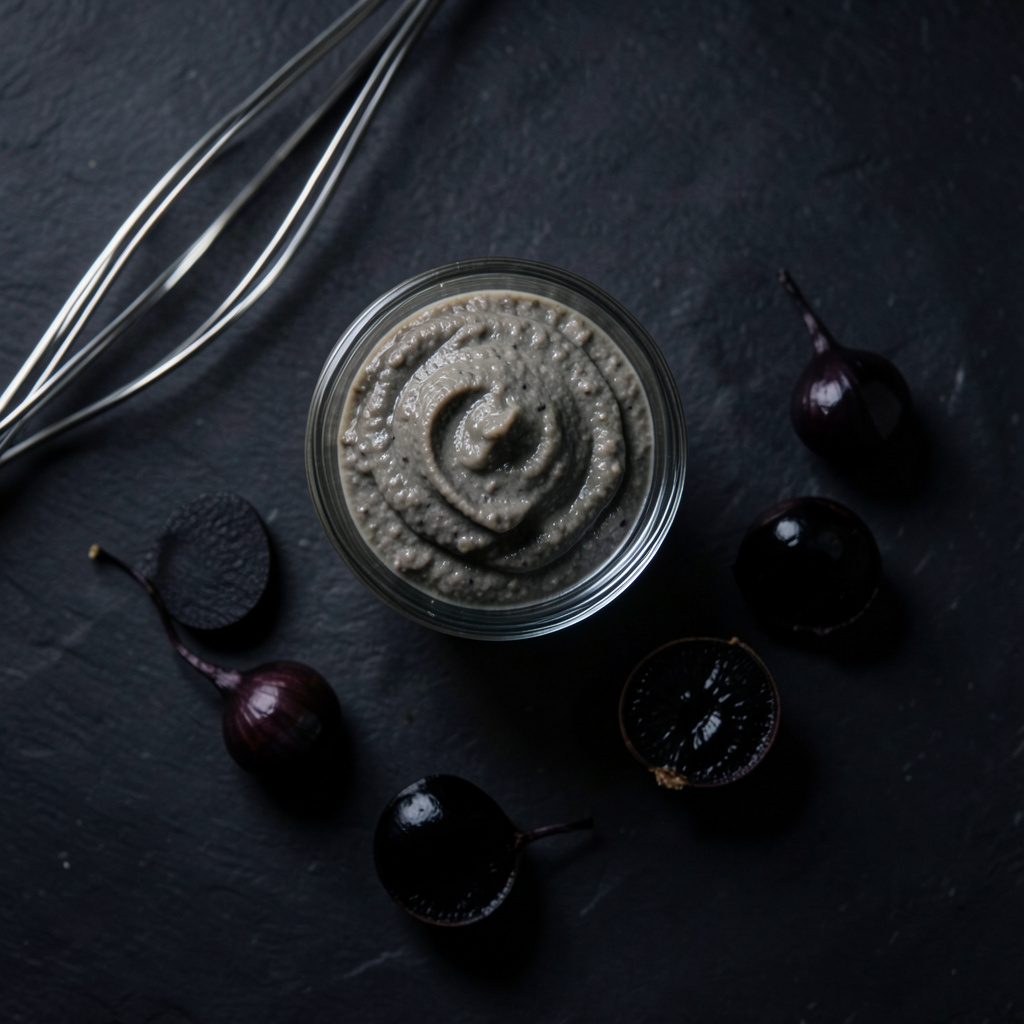 Alioli de ajo negro emulsionando