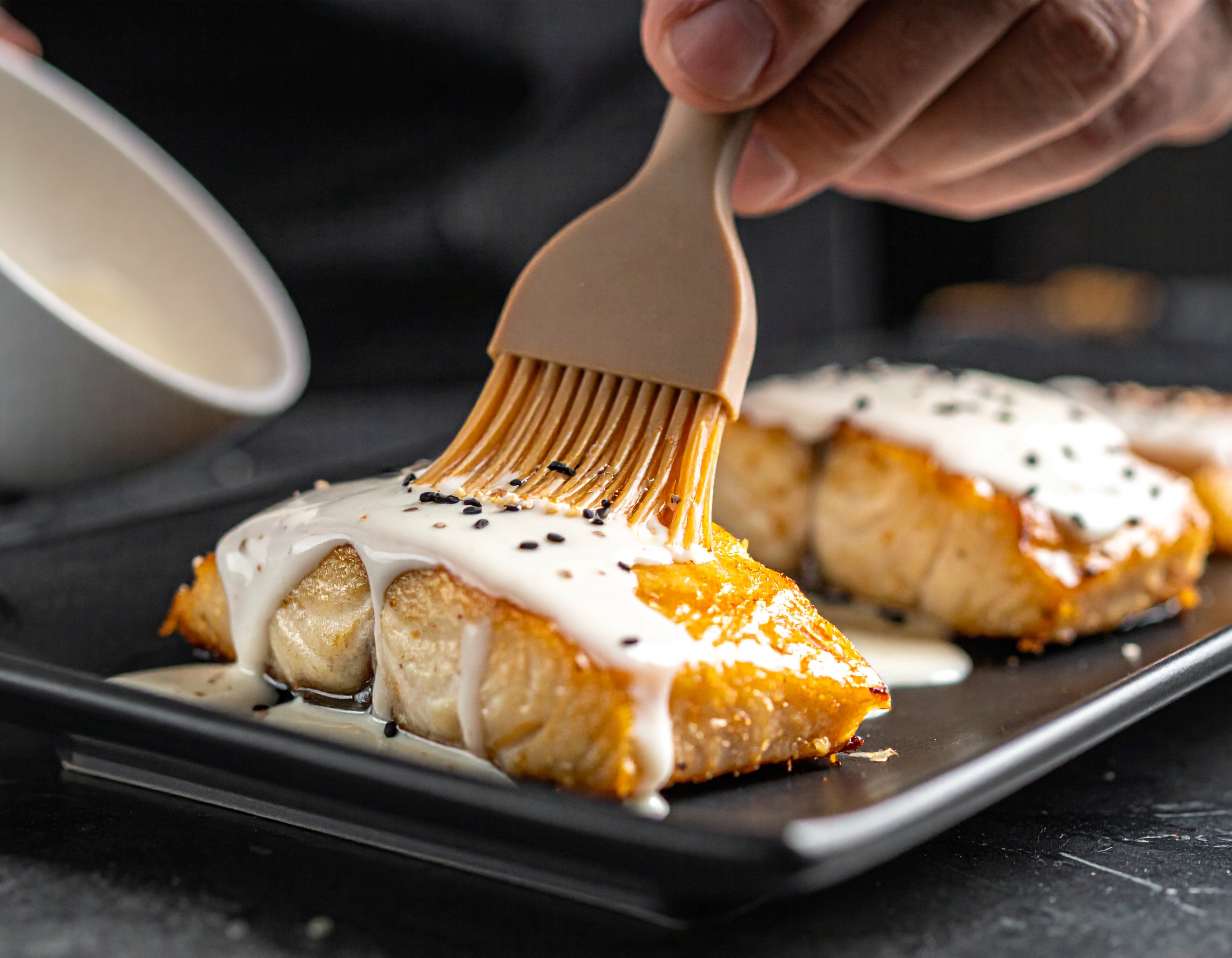 Lacado con pasta de miso blanco generosamente por todos los lados