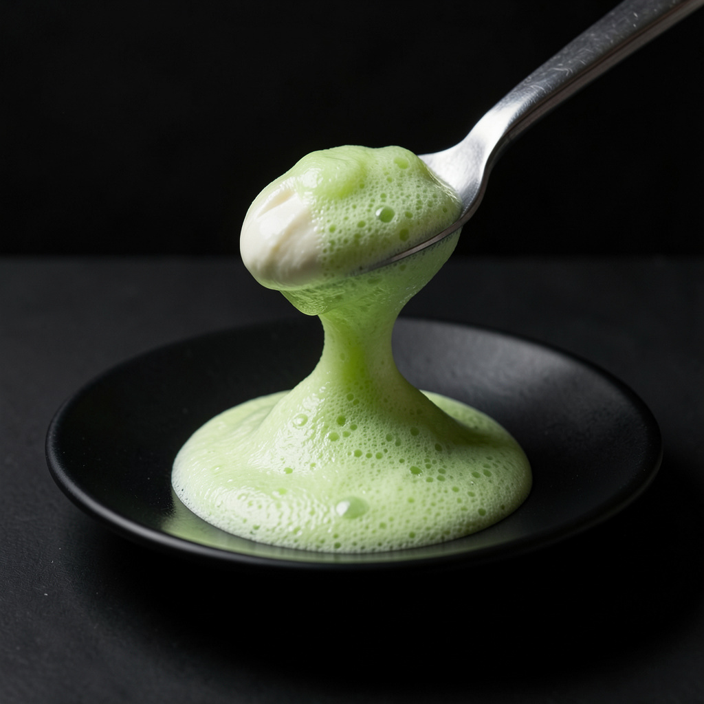 Espuma de edamame cargada en sifón a 60°C