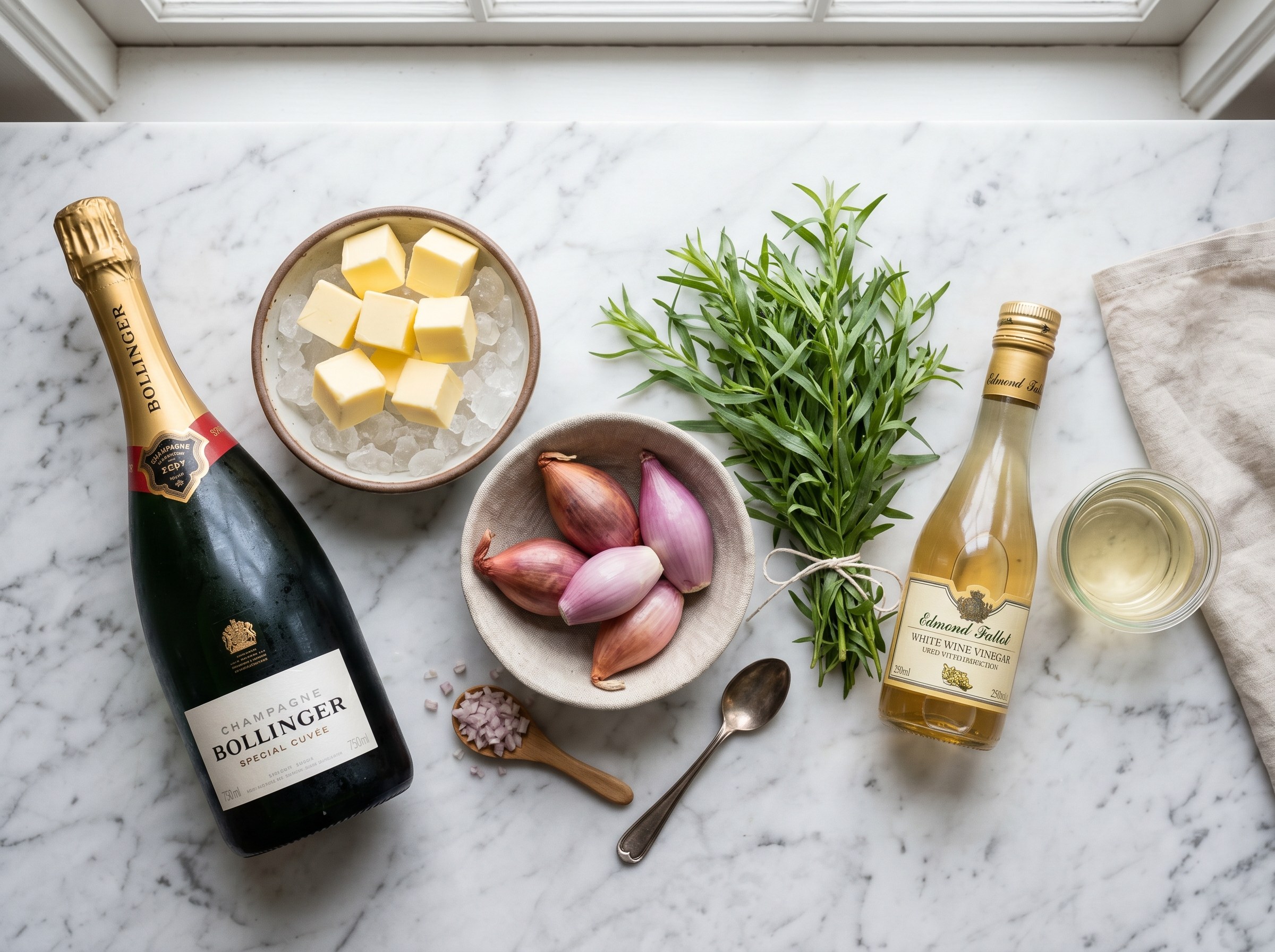 Ingredientes beurre blanc champan estragon