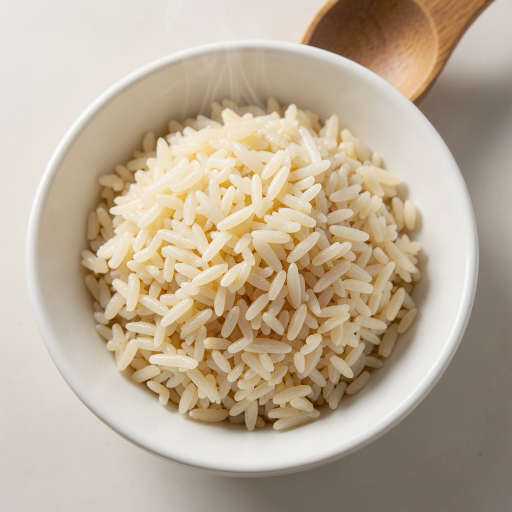 Arroz de grano corto cocinado en fumet de pescado