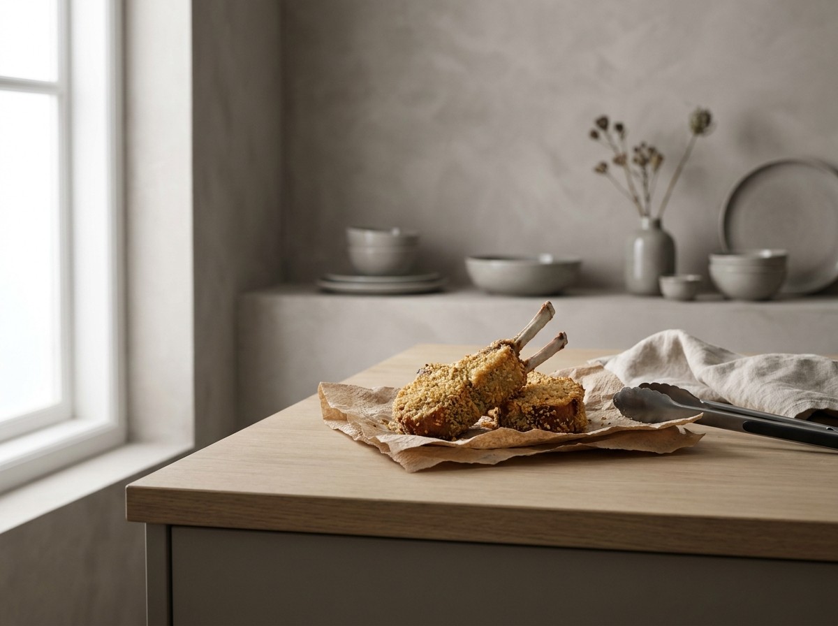 Chuletas escurriéndose en papel absorbente