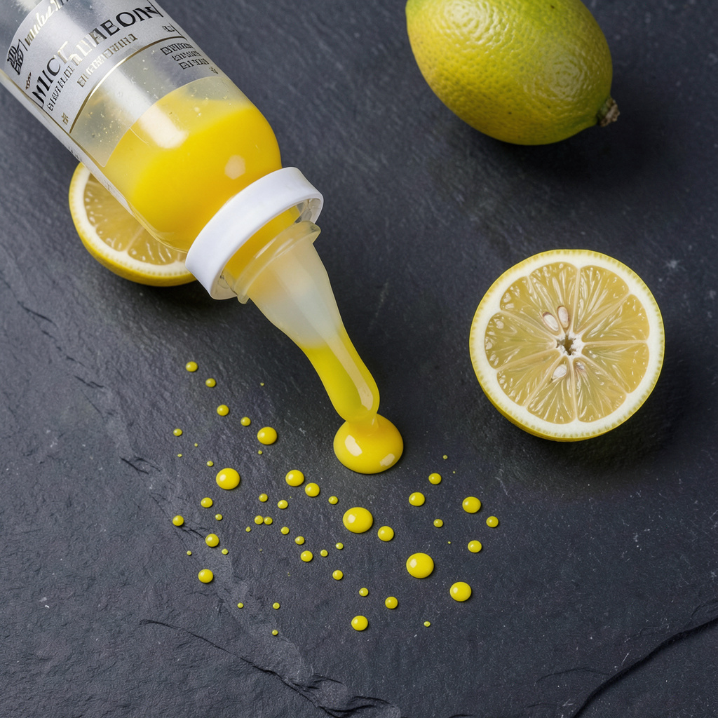 Gel de limón encurtido amarillo en biberón de precisión