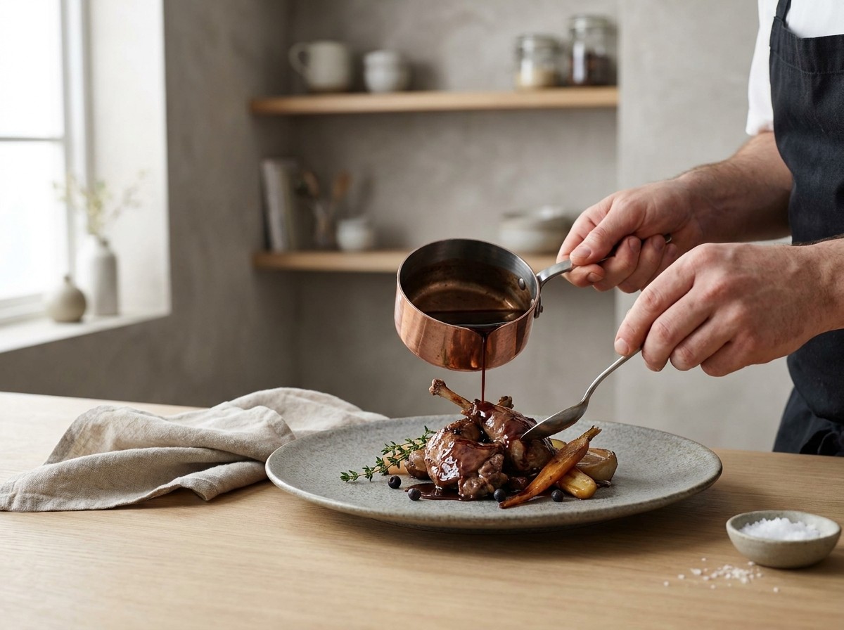 Emplatado de la liebre napada con la salsa royale