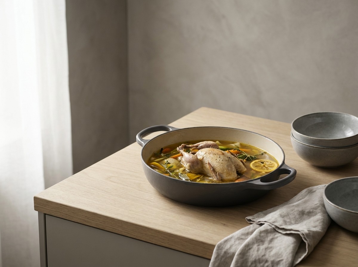 Codornices cociéndose en el escabeche a fuego suave