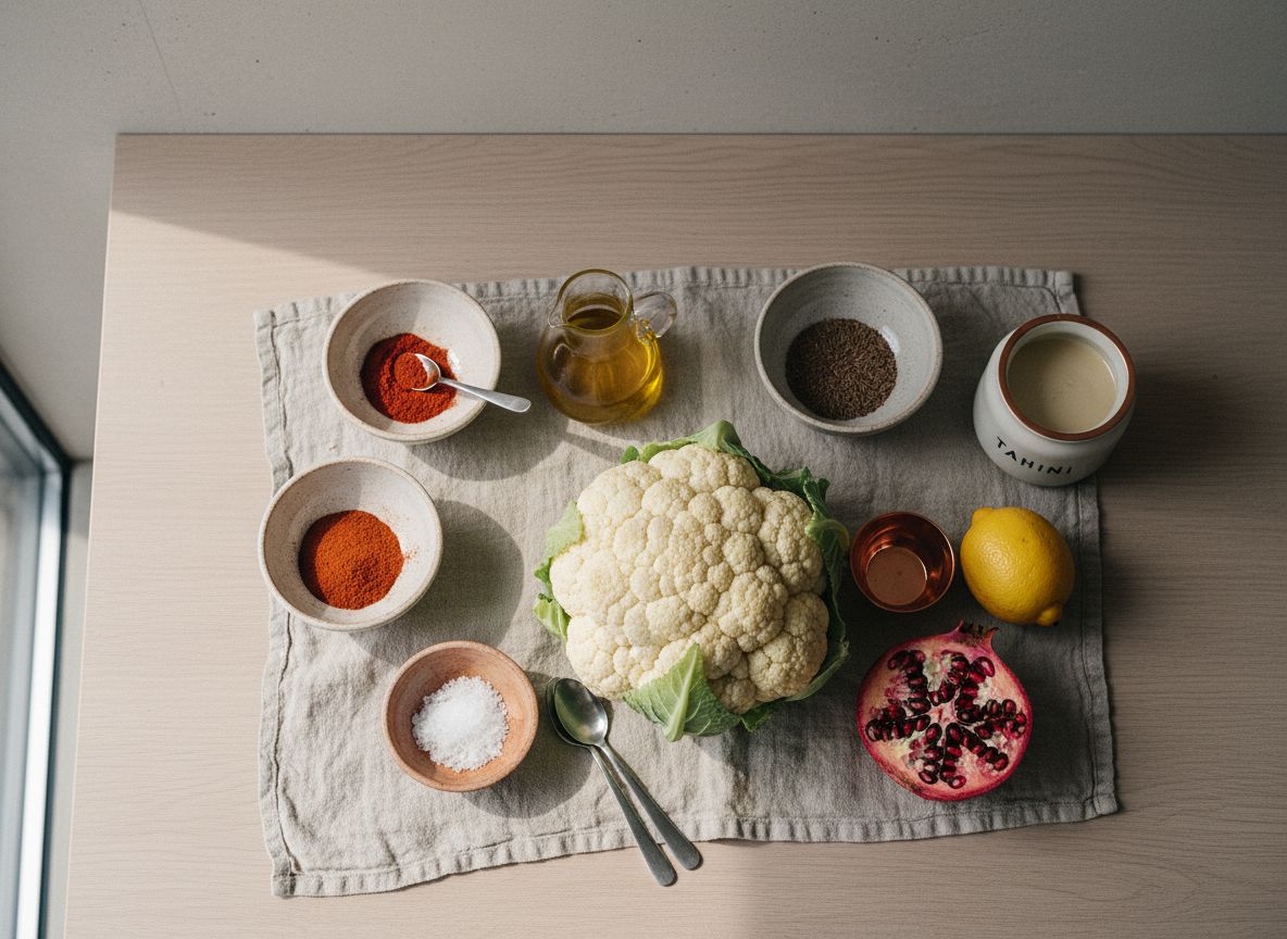 Coliflor Asada Entera con Tahini y Granada — ingredientes
