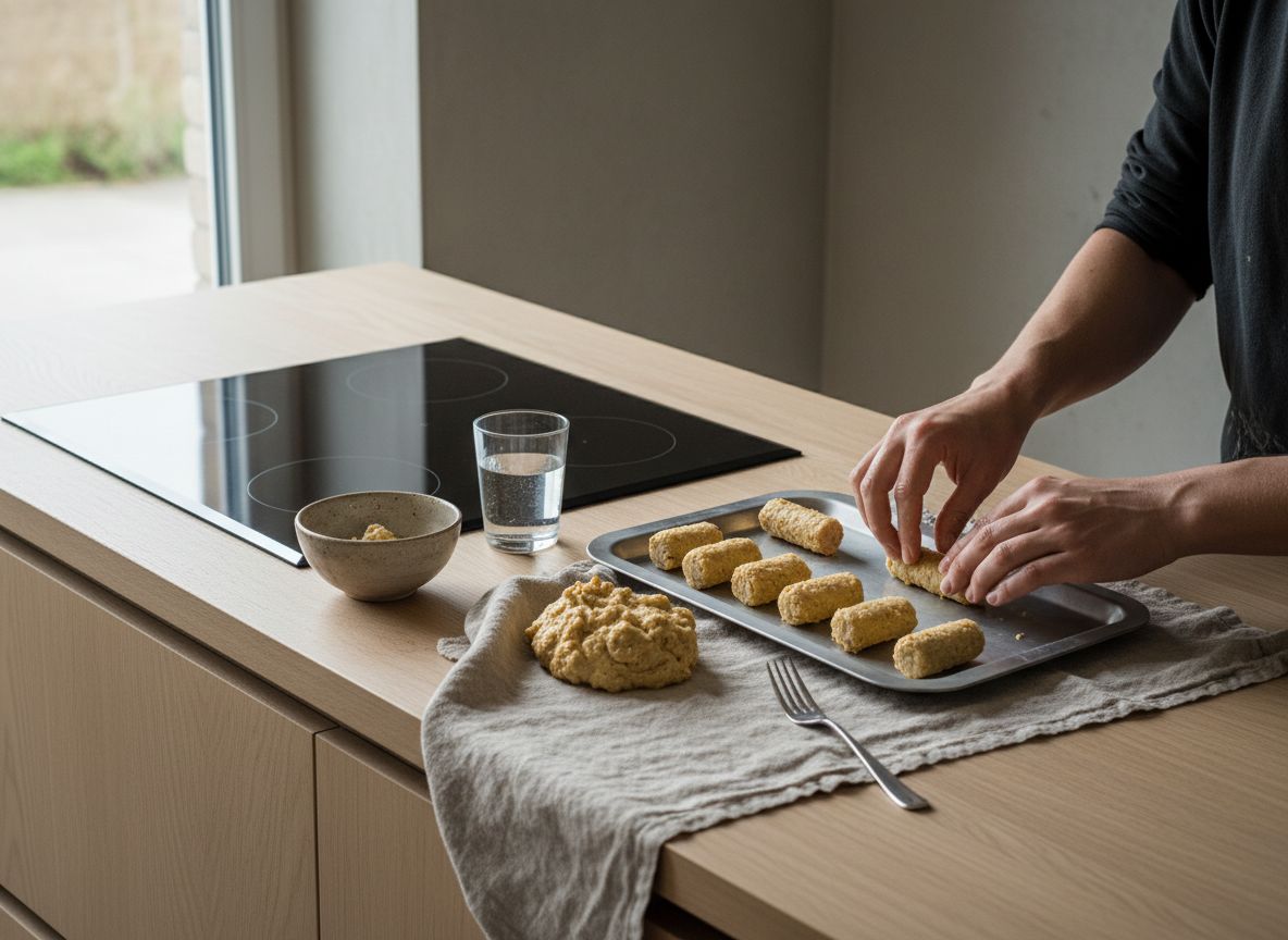 Divide la masa en porciones de 30-35 g, que dan una veintena de croquetas, ayudándote de dos cucharas o de la báscu