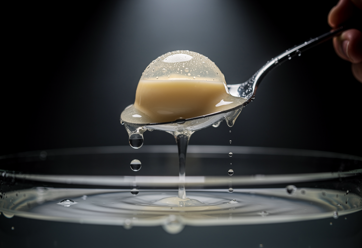 Retirando la esfera con espumadera del baño de alginato