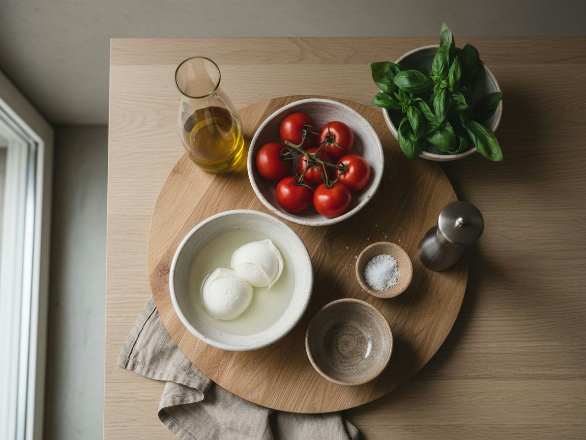 Ensalada Caprese de Búfala, Tomate y Albahaca