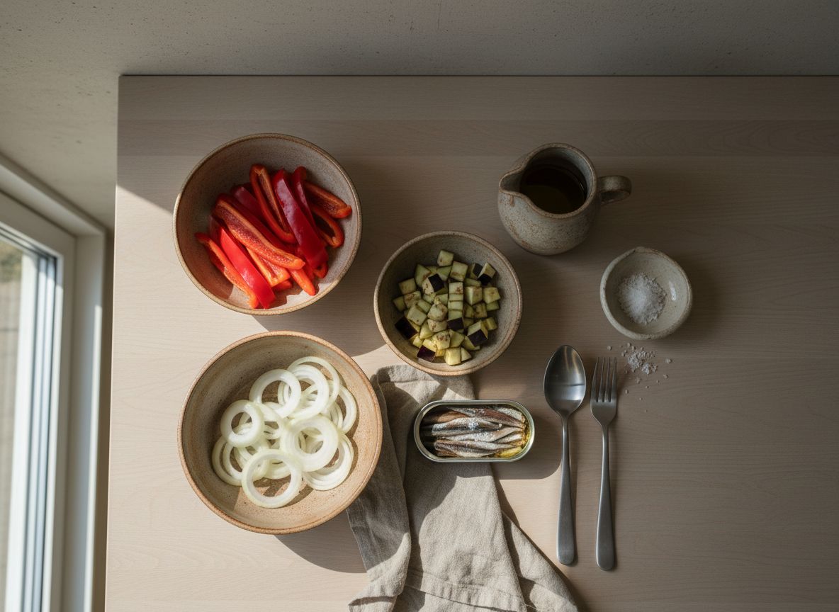 Escalivada Catalana con Anchoa y Aceite de Oliva — ingredientes