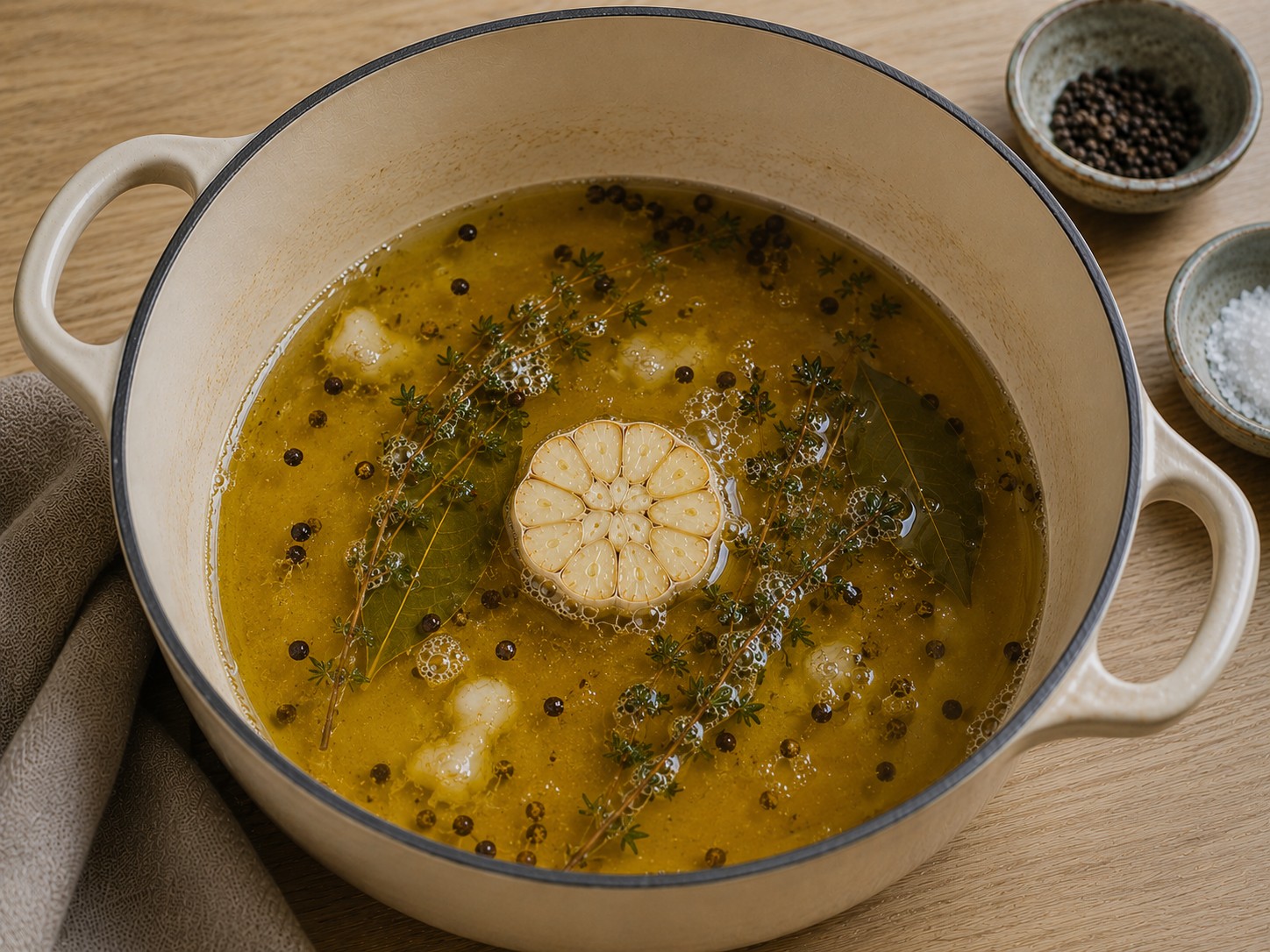Grasa aromática fundida con ajos, tomillo y laurel
