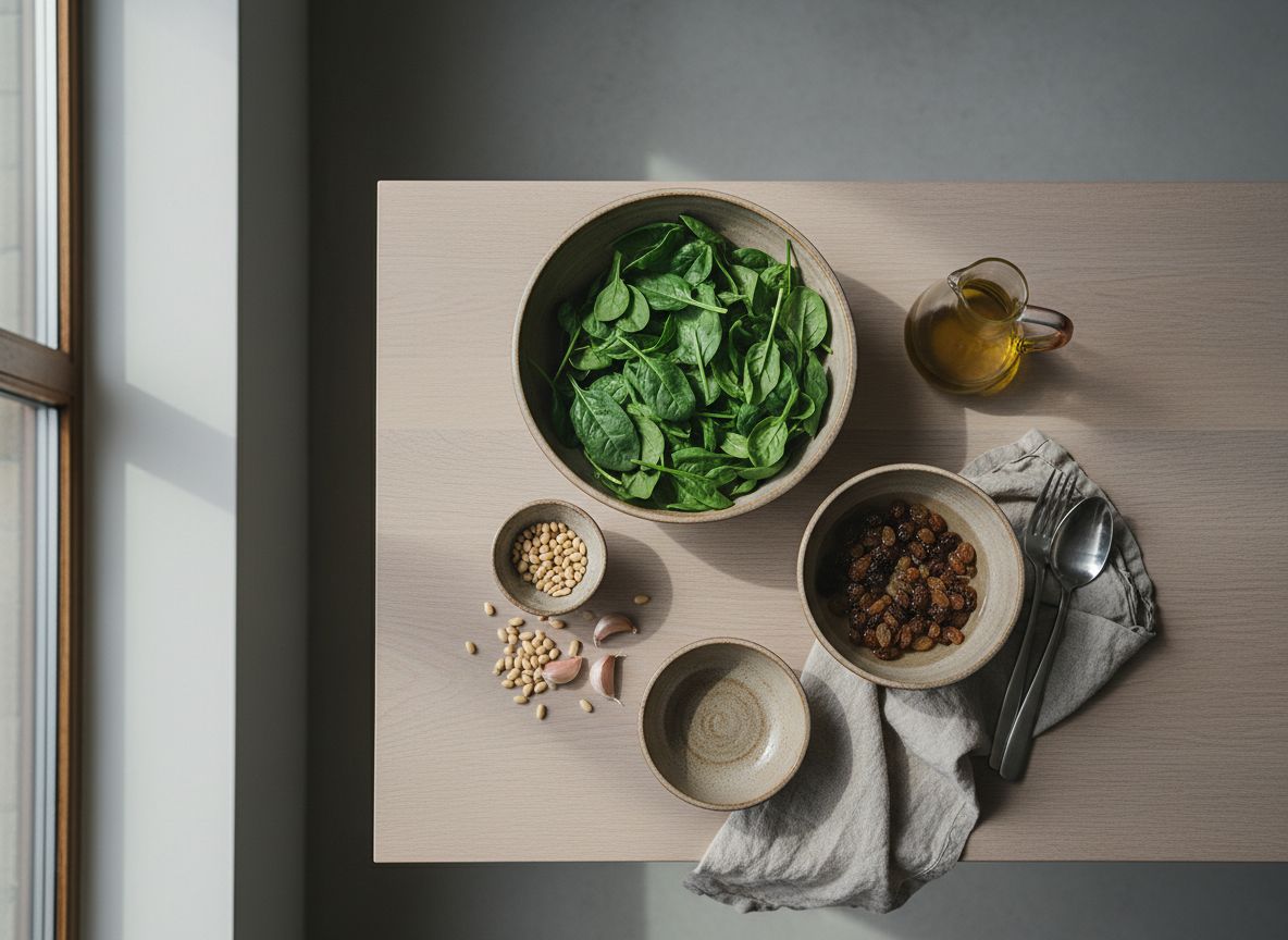 Espinacas a la Catalana con Piñones y Pasas — ingredientes