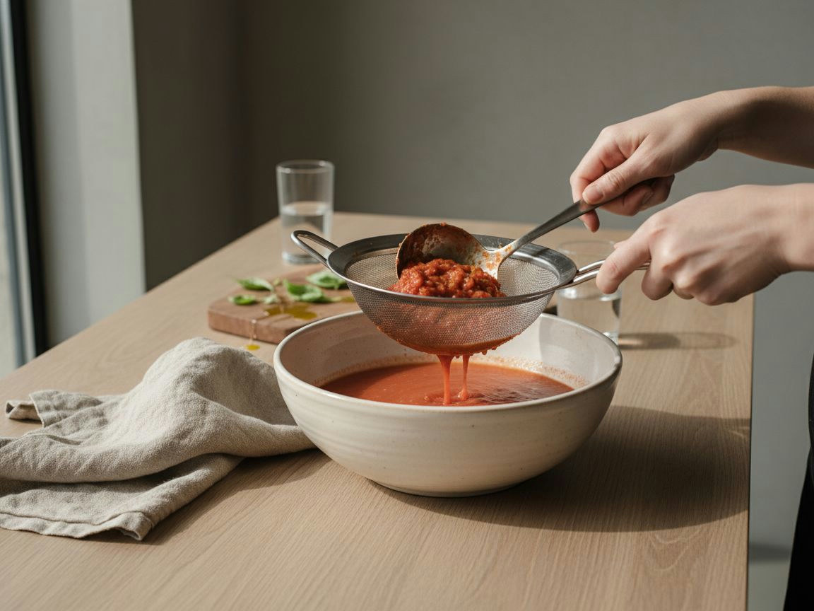 Gazpacho pasándose por colador fino