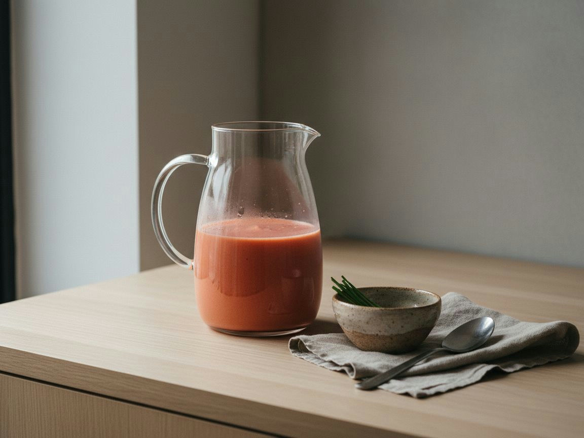 Jarra de gazpacho enfriándose