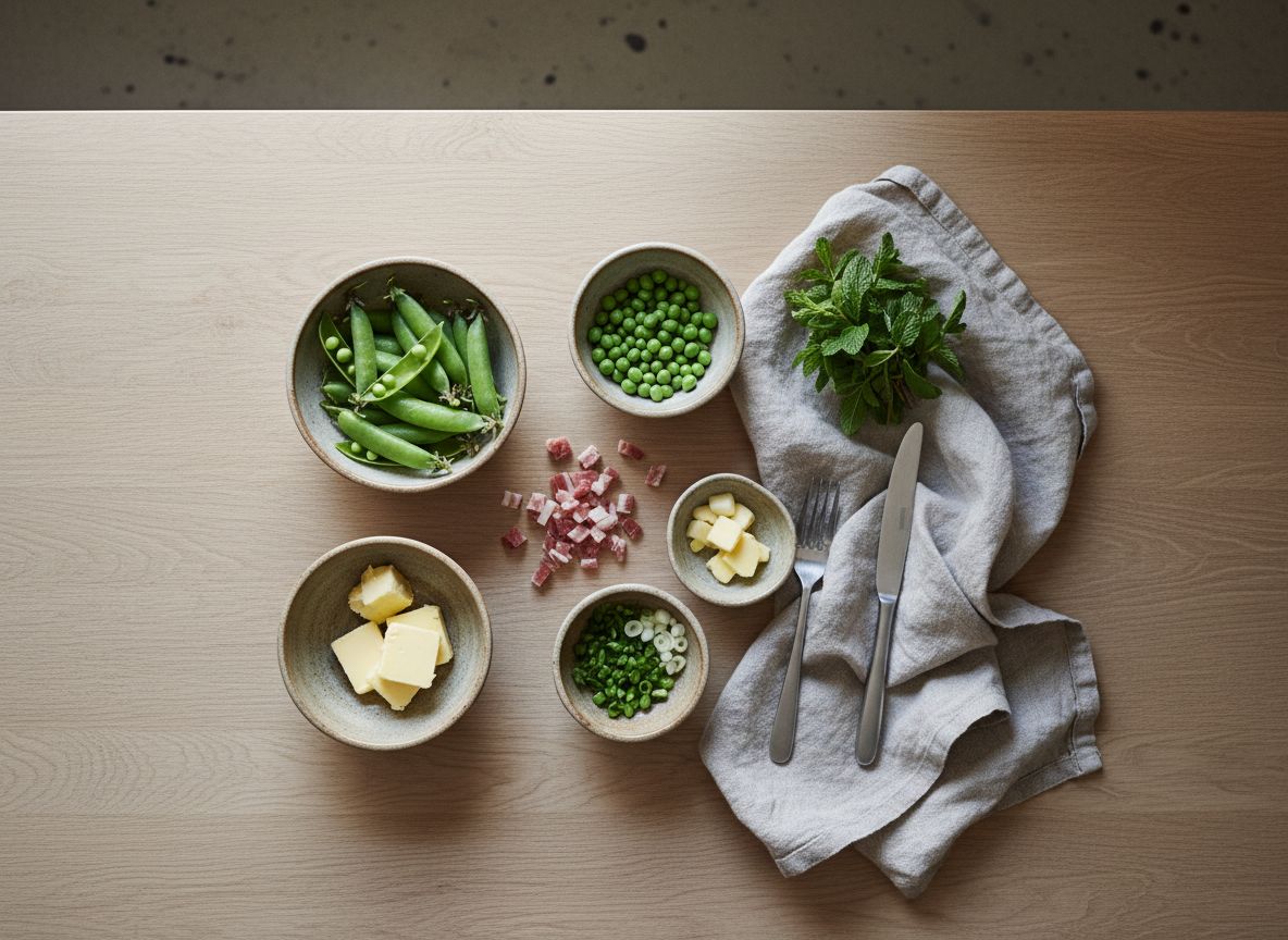 Guisantes Lágrima con Jamón y Menta — ingredientes