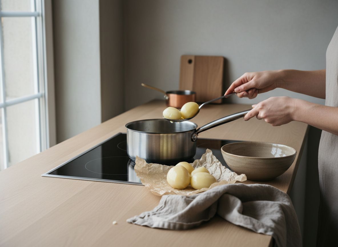 Saca las patatas con una espumadera a un plato con papel de cocina, escurriéndolas bien, y sálalas de inmediato con
