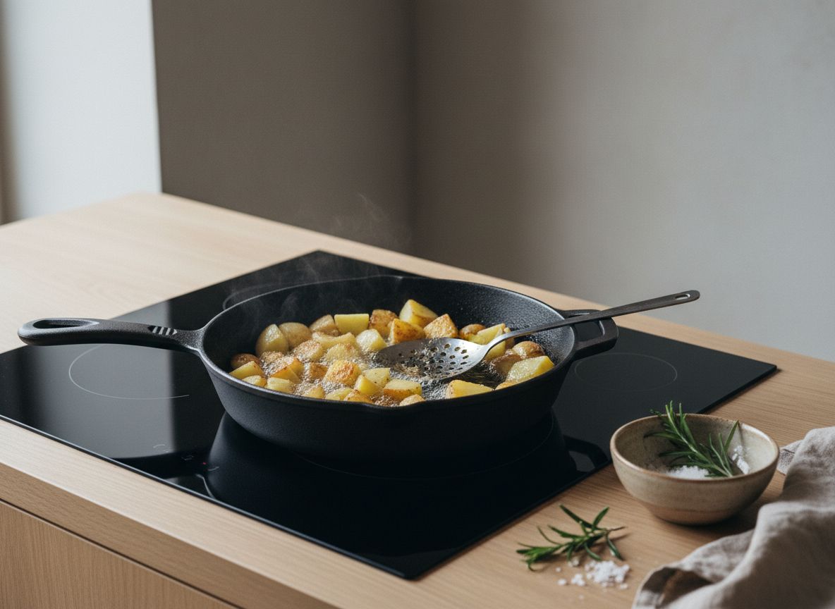 Si quieres las patatas con costra, devuélvelas al aceite ya a 180 °C durante 2 minutos, en dos tandas para no bajar