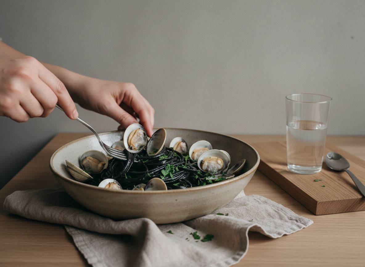 Linguine al Nero di Seppia con Almeja y Bottarga — imagen 6