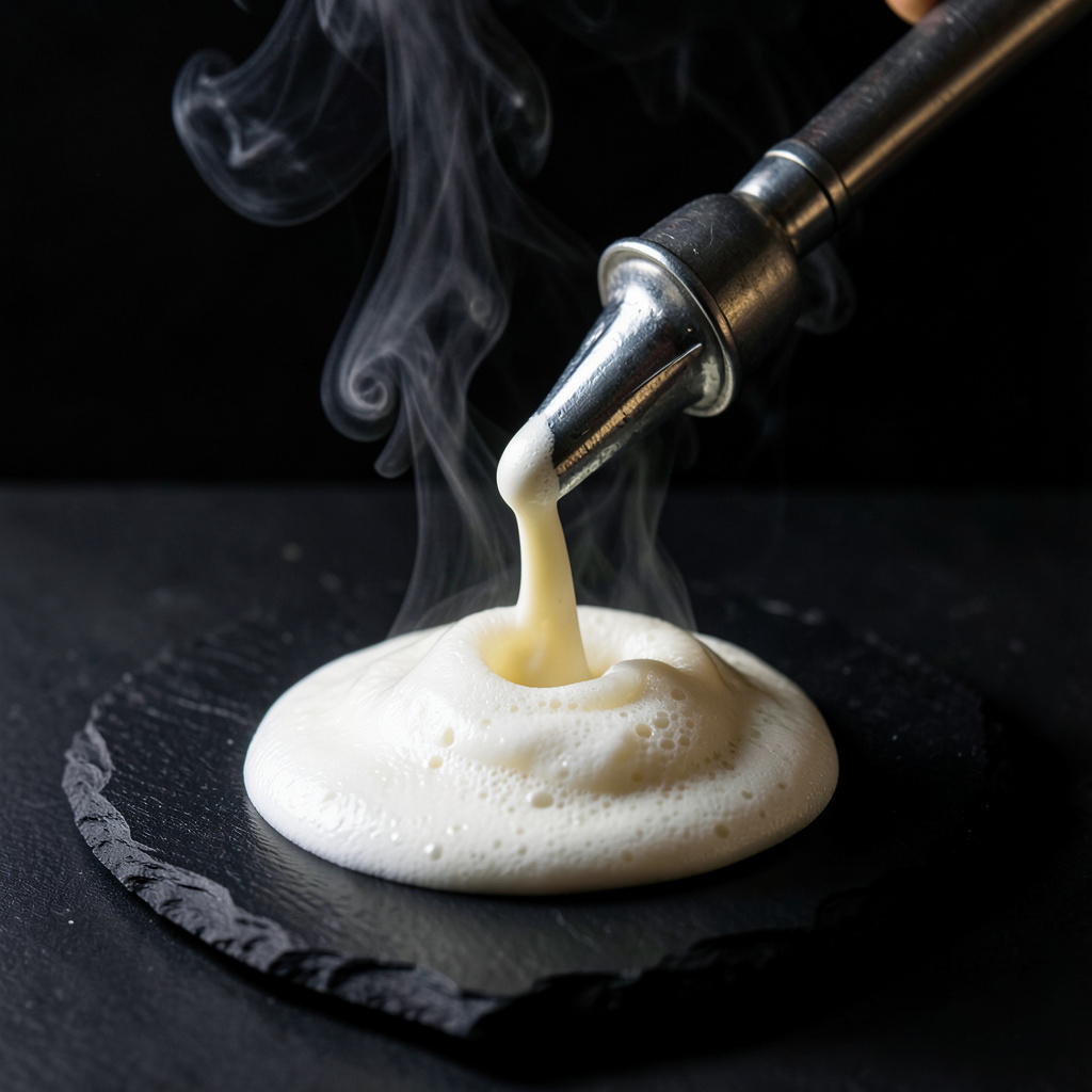 Espuma de patata ahumada en sifón