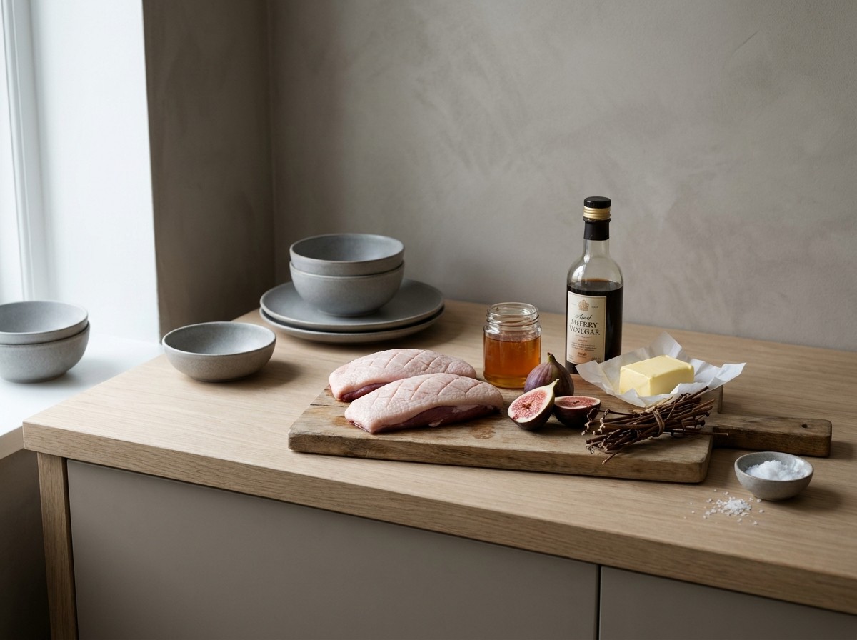 Ingredientes: magrets de pato, higos frescos, miel, vinagre y sarmientos