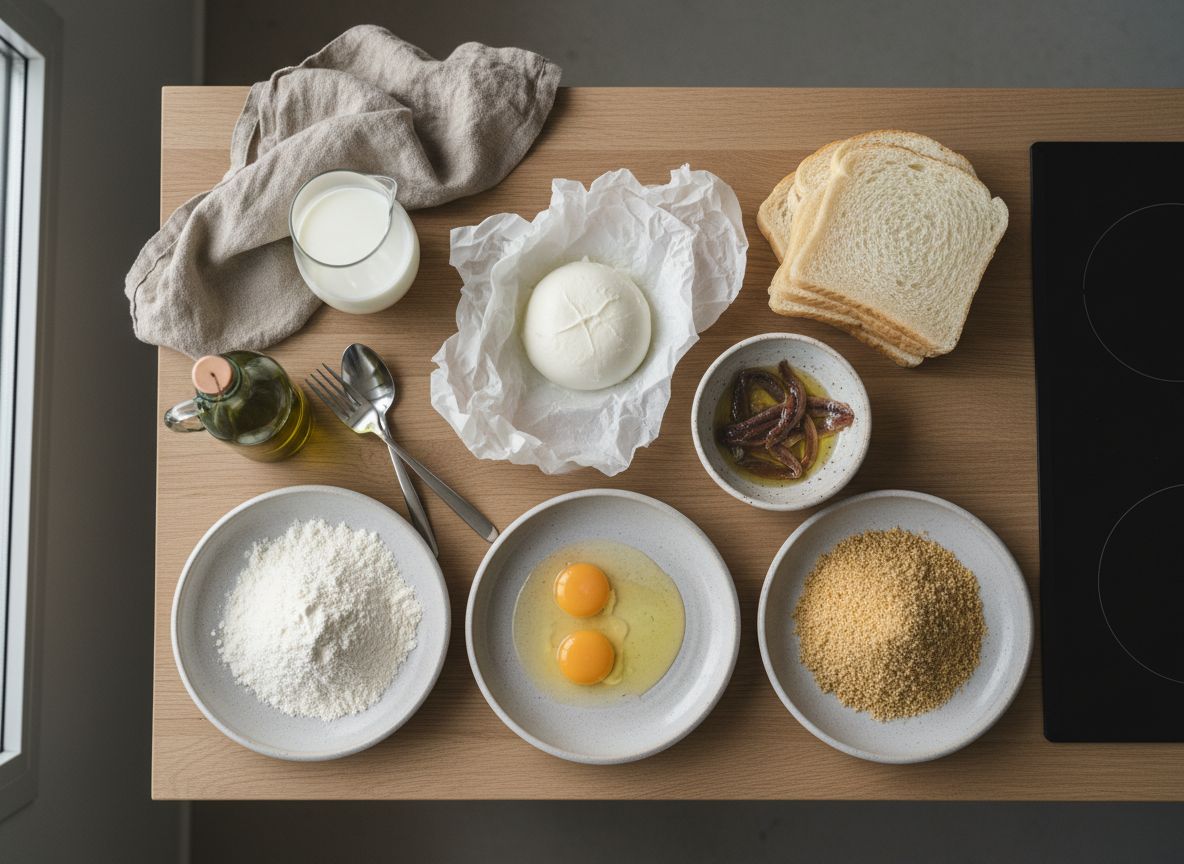 Mozzarella in Carrozza Frita con Anchoa — ingredientes