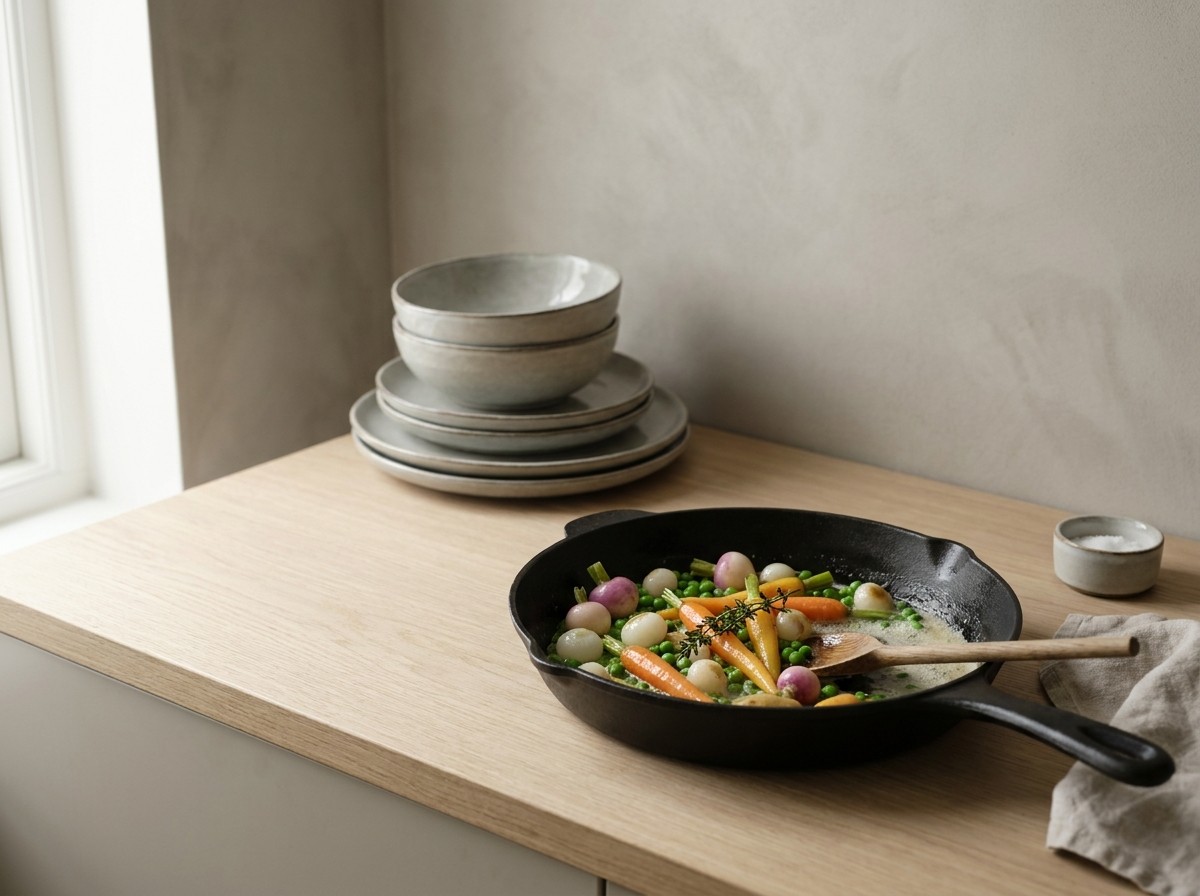 Verduras baby cociéndose al dente aparte
