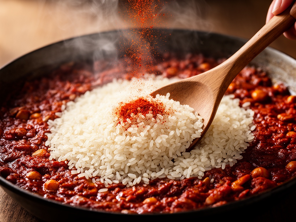 Nacarar el arroz bomba con pimenton