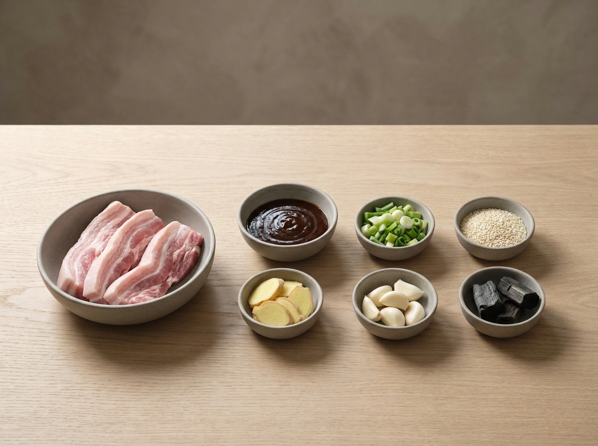 Ingredientes: panceta en tiras, hoisin, soja, miel, jengibre, cebolleta y sésamo