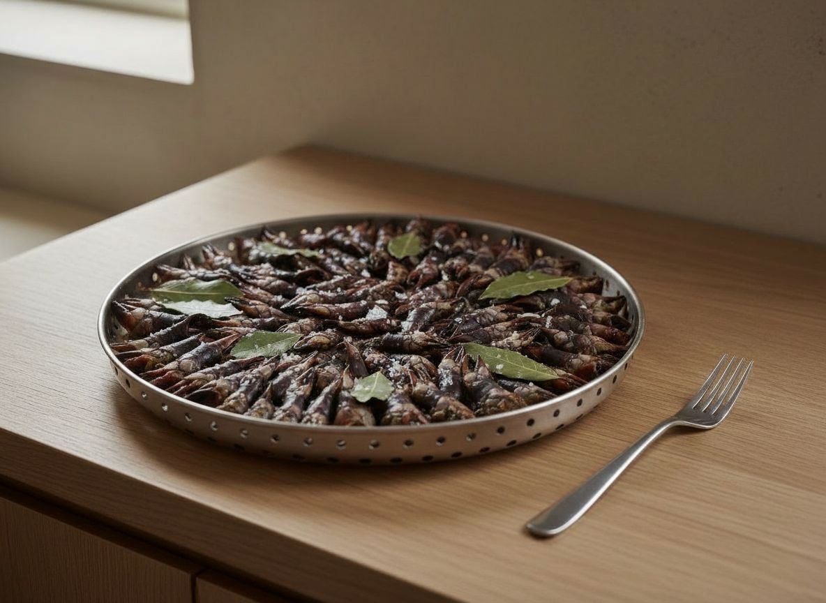 Percebes dispuestos en una sola capa sobre el cestillo de vapor.