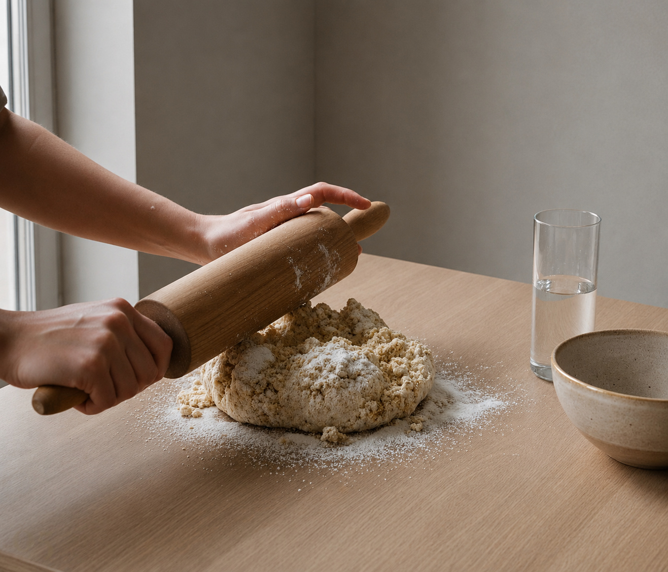Almendras marcona tostadas triturándose en el robot hasta obtener una harina de grano medio con algún trozo perceptible