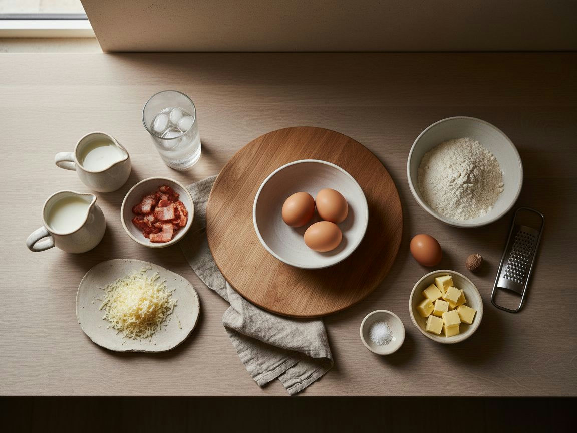Quiche Lorraine con Bacon y Gruyère — ingredientes