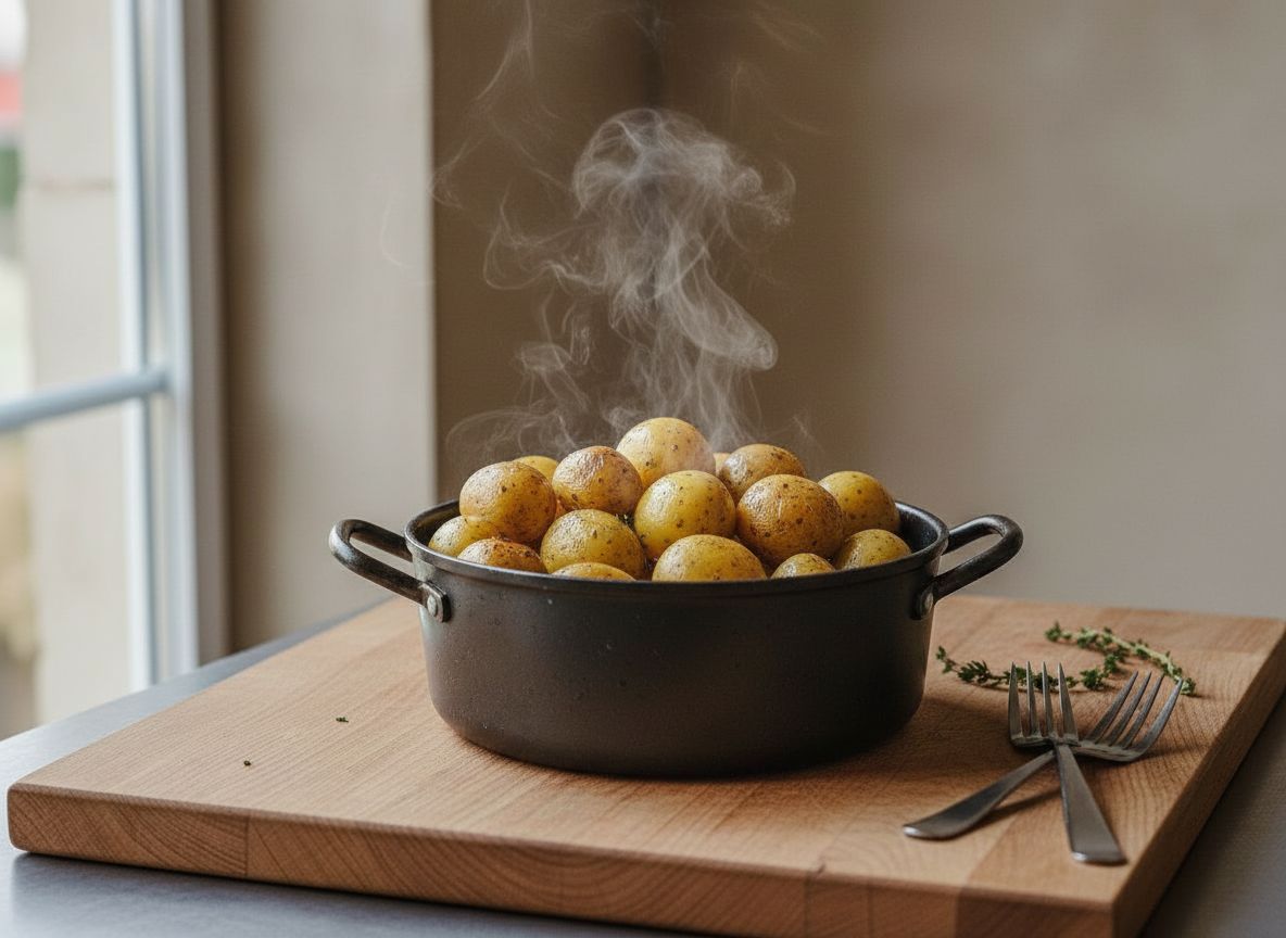 Escurre las patatas y déjalas reposar 5 minutos en la olla tapada con un paño limpio, no con la tapa