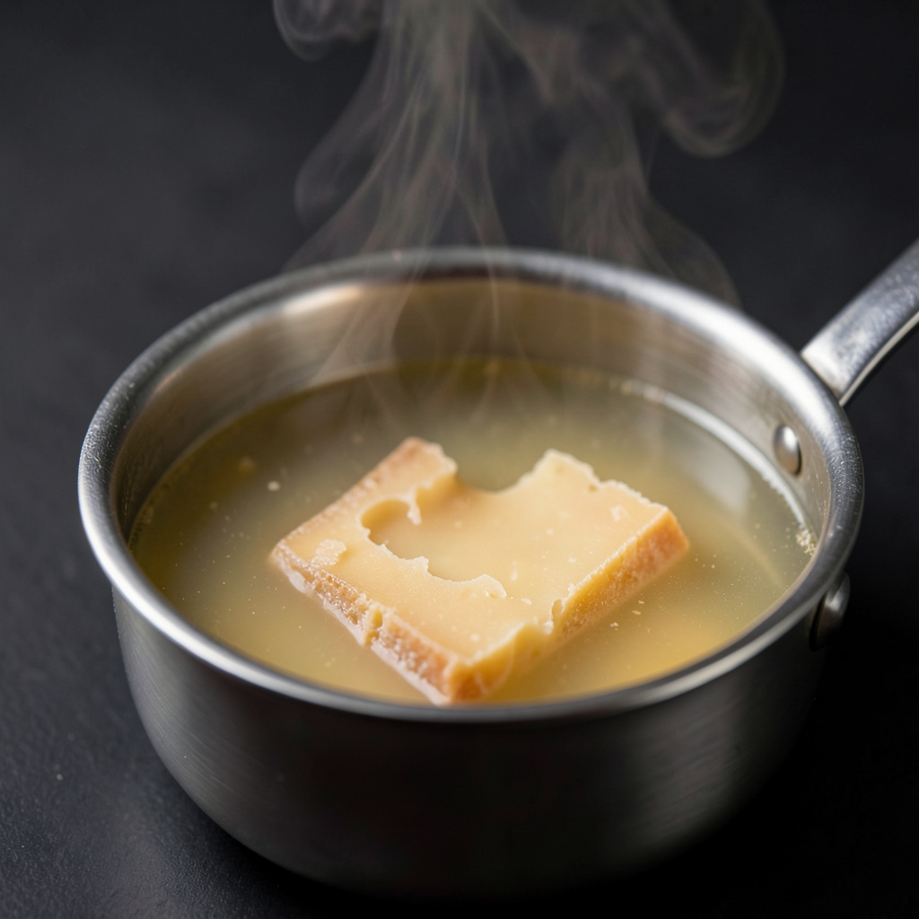 Corteza de Parmigiano Reggiano 36 meses en caldo a 80°C