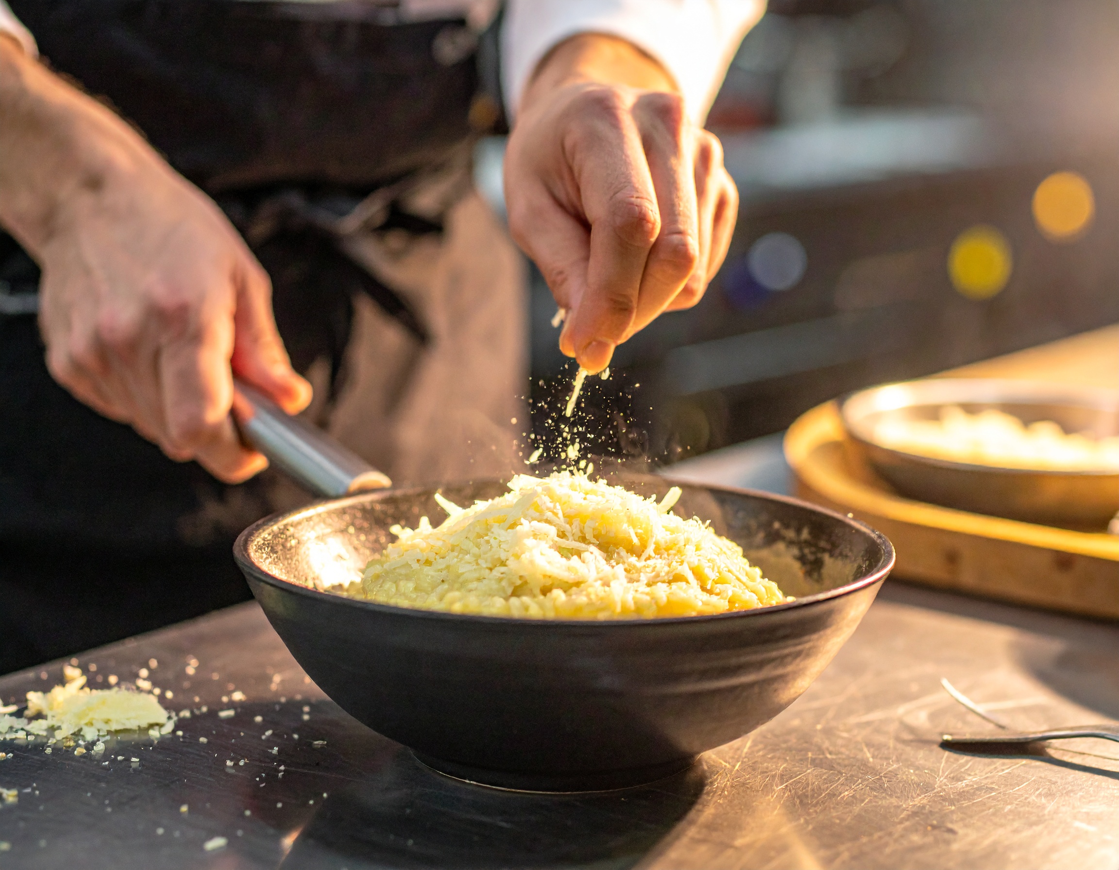 Risotto all'onda: textura cremosa y fluida tras 16-18 minutos de aggiunta del brodo