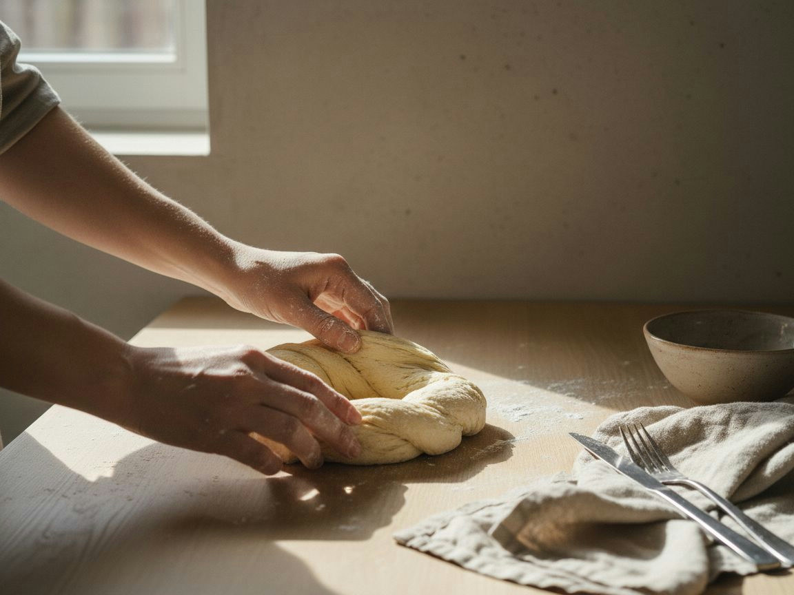 Aro de masa ya formado sobre papel de horno con un aro metálico engrasado en el centro, en pleno segundo levado