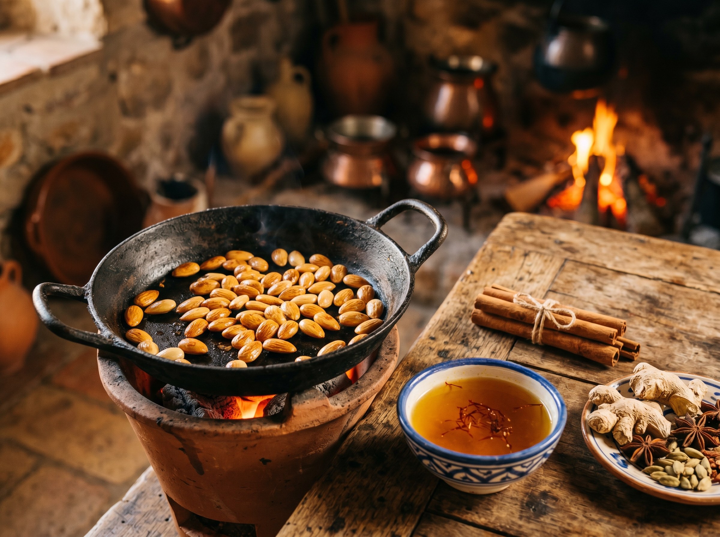 Ingredientes salsa medieval almendras azafran