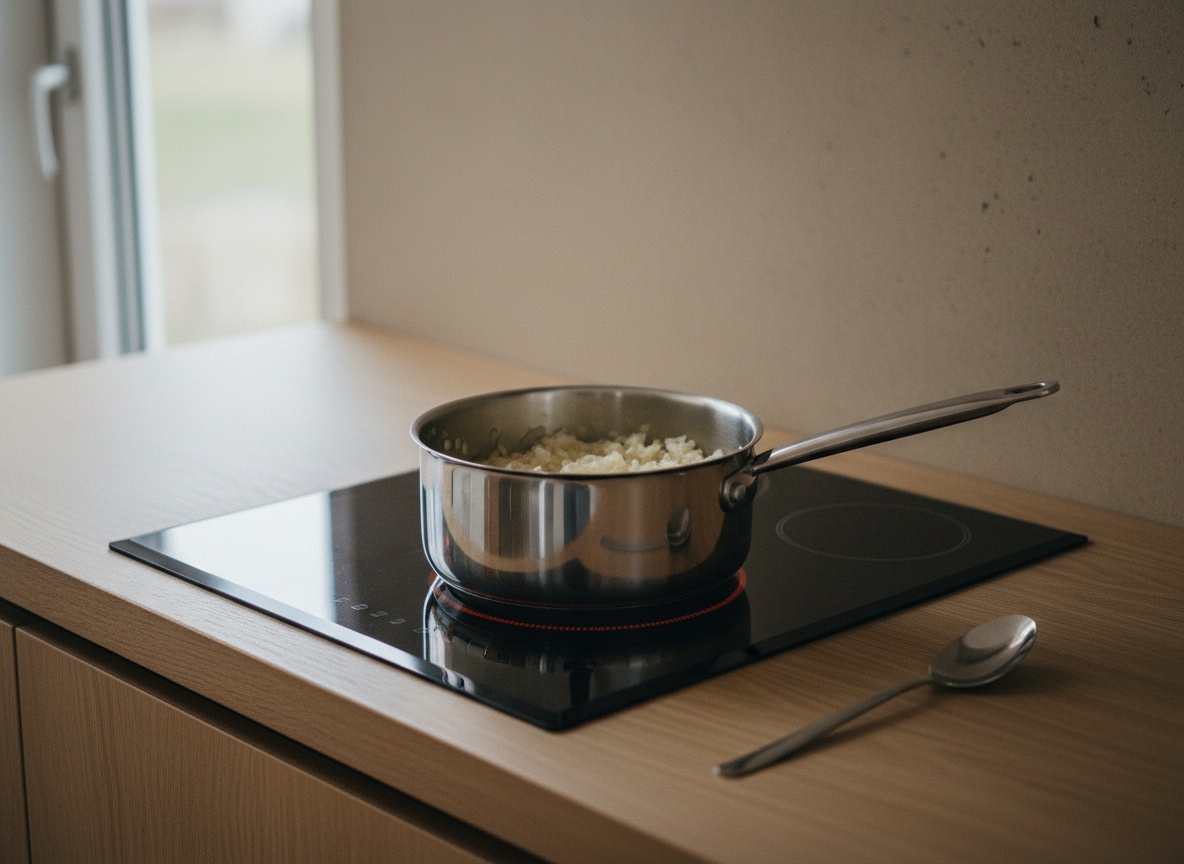 Chalota pochándose transparente en un cazo sin coger color, estilo La Pasión en la Cocina
