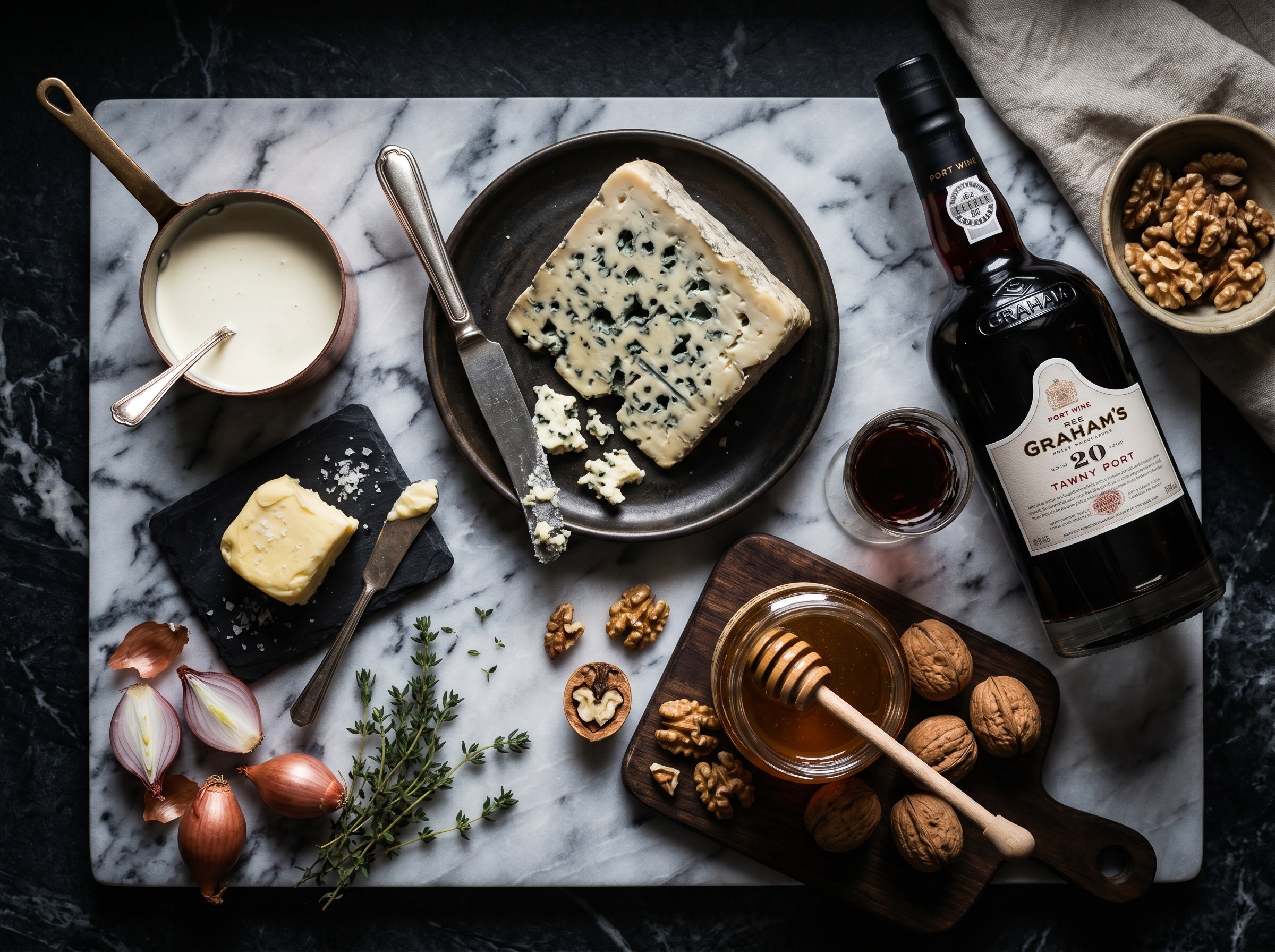 Ingredientes Roquefort AOP nueces miel Oporto
