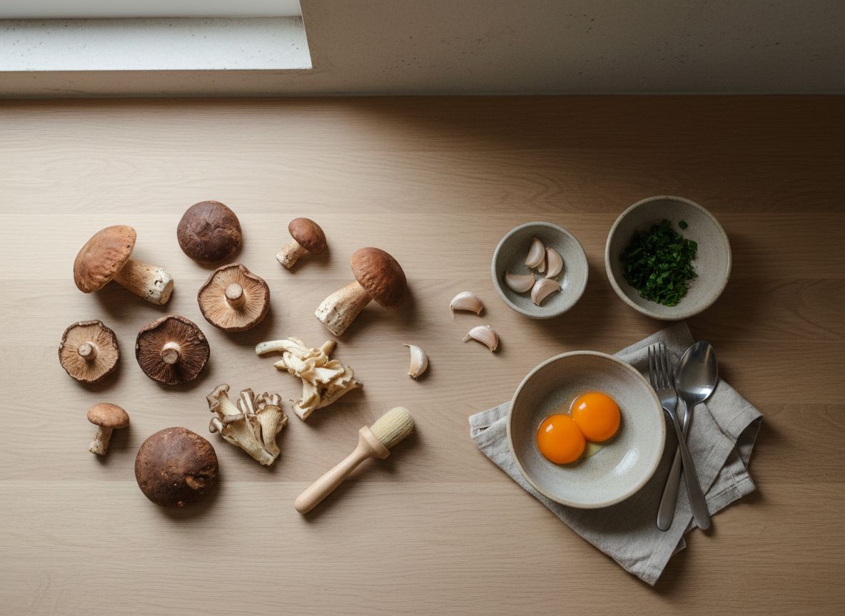 Setas Salteadas con Ajo, Perejil y Yema — ingredientes