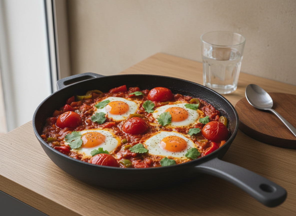 Prueba y ajusta el picante y la sal antes de meter los huevos, porque después ya no podrás remover