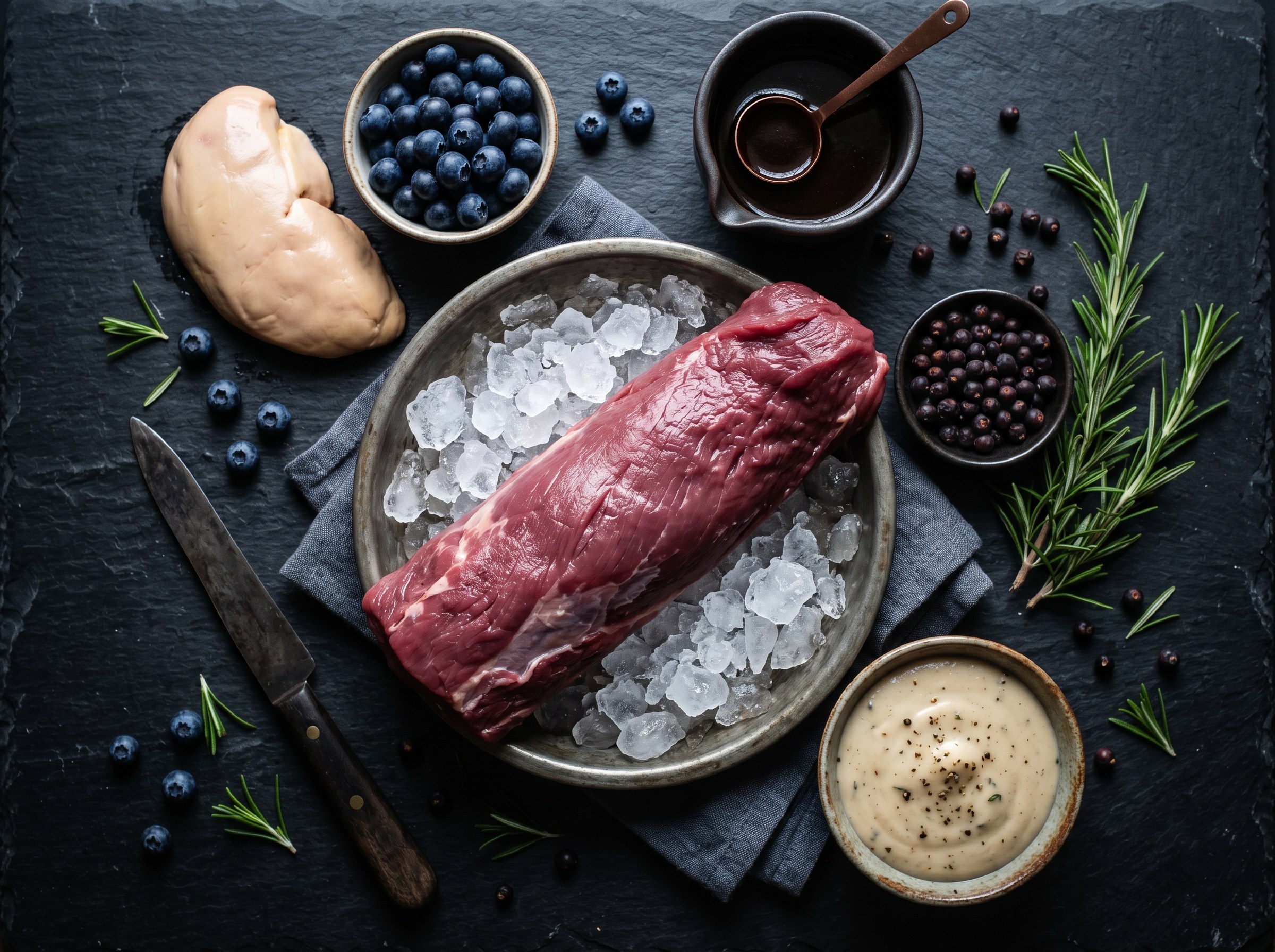 Ingredientes jabalí: solomillo silvestre, arándanos, foie, enebro, romero