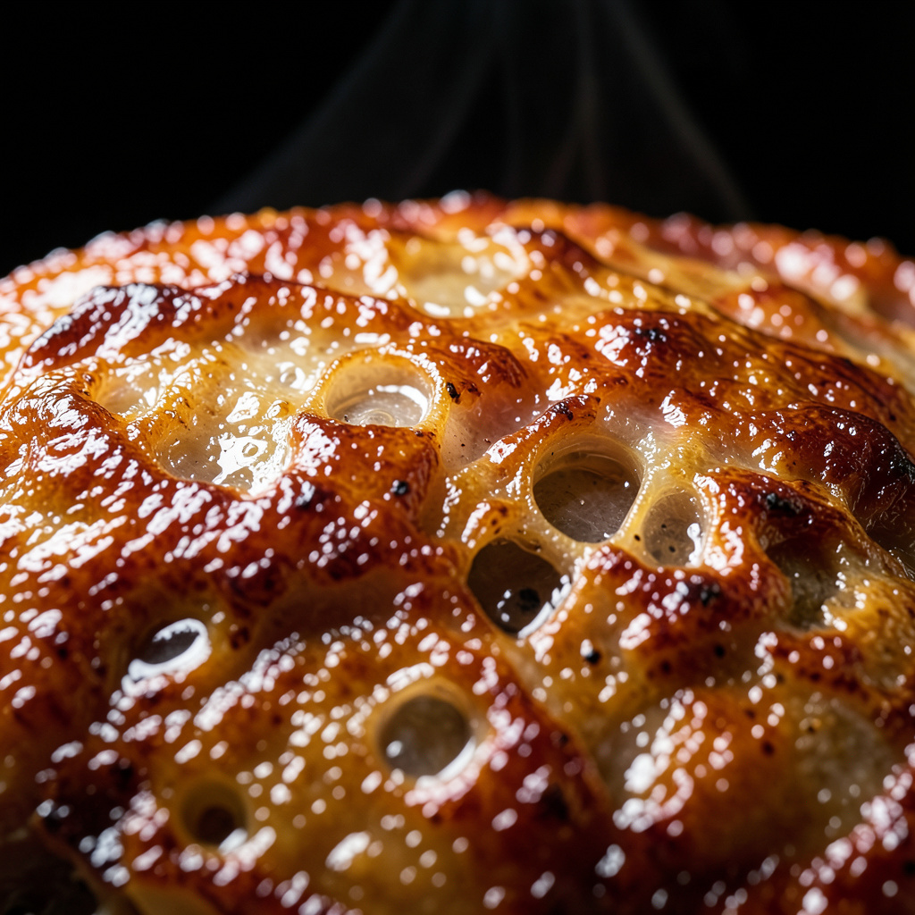 Piel de cochinillo completamente crujiente recién horneada