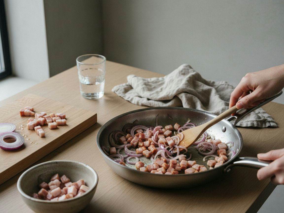 Tarta Flambée Alsaciana con Cebolla y Panceta — paso 4