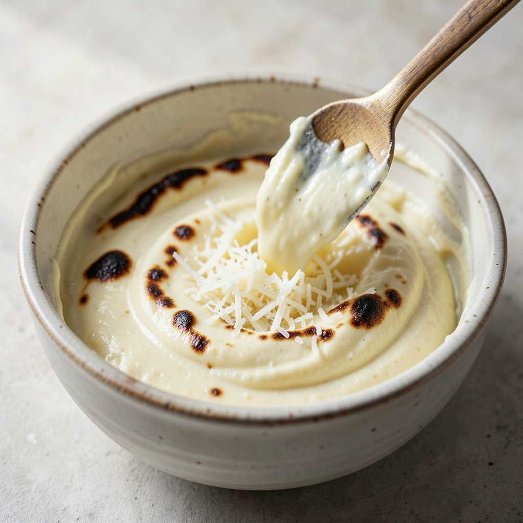 Masa de queso de oveja curado con queso rallado