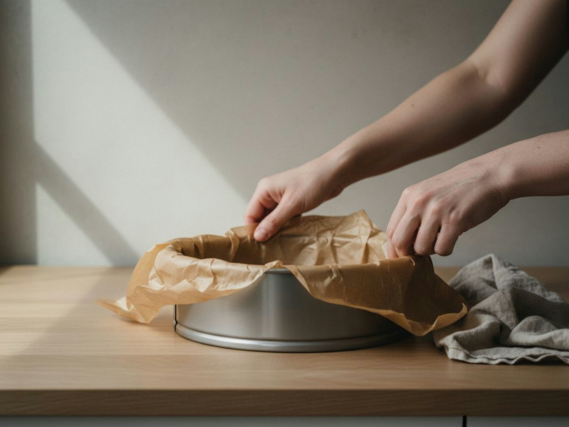 Molde forrado con papel de horno arrugado