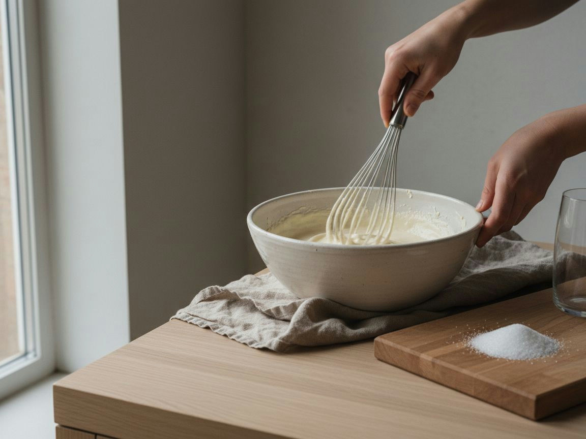 Queso crema batiéndose con el azúcar